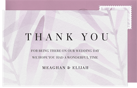'Shadowed Palms' Wedding Thank You Note
