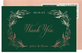 'Etched Leaves' Wedding Thank You Note