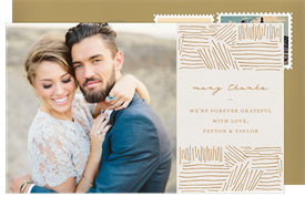 'Freeform Lines' Wedding Thank You Note