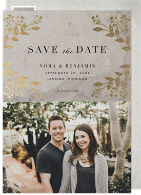 'Gold Botanical Frame' Wedding Save the Date