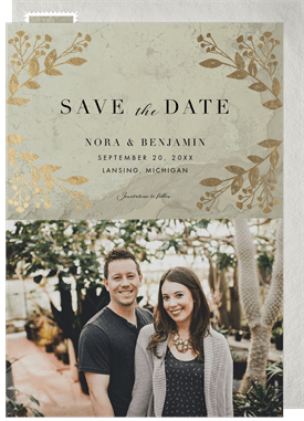 'Gold Botanical Frame' Wedding Save the Date
