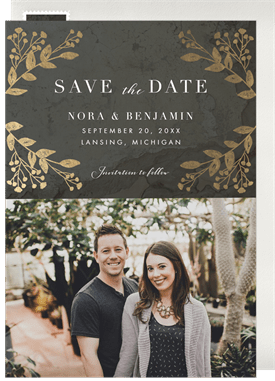 'Gold Botanical Frame' Wedding Save the Date