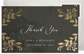 'Gold Botanical Frame' Wedding Thank You Note