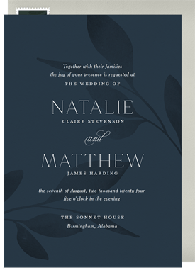 'Tonal Leaves' Wedding Invitation