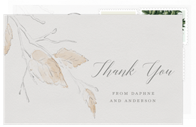 'Romantic Leaves' Wedding Thank You Note