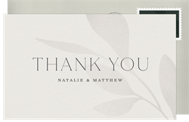 'Tonal Leaves' Wedding Thank You Note