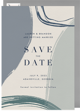 'Organic Abstract Shapes' Wedding Save the Date