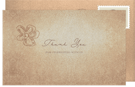 'Inked Florals' Wedding Thank You Note