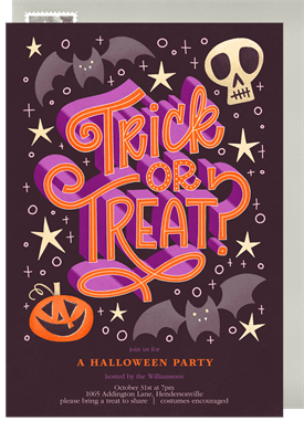 'Trick Or Treat?' Halloween Invitation