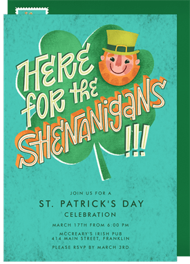 'Shenanigans' St. Patrick's Day Invitation