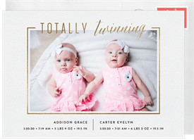 'Totally Twinning' Birth Announcement
