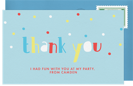'Party Hat' Kids Birthday Thank You Note