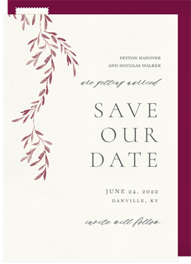 'Romantic Vines' Wedding Save the Date