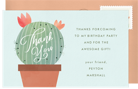 'Prickly Cactus' Kids Birthday Thank You Note