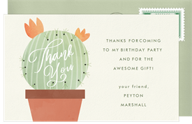 'Prickly Cactus' Kids Birthday Thank You Note