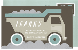 'Modern Dump Truck' Kids Birthday Thank You Note