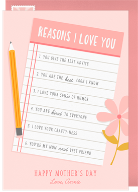 'The Reasons Why' Mother's Day Card