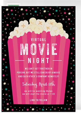 'Movie Popcorn' Virtual / Remote Invitation
