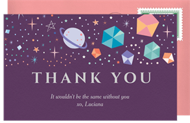 'Space Gems' Kids Birthday Thank You Note