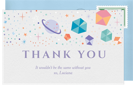'Space Gems' Kids Birthday Thank You Note