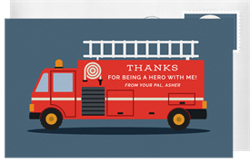 'Fire Engine' Kids Birthday Thank You Note