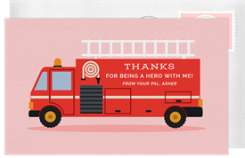 'Fire Engine' Kids Birthday Thank You Note