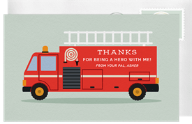 'Fire Engine' Kids Birthday Thank You Note