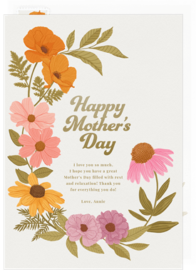 'Retro Floral Frame' Mother's Day Card