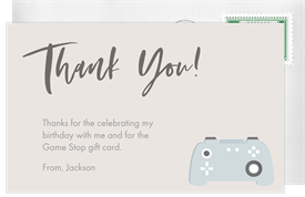 'Gaming Essentials' Kids Birthday Thank You Note