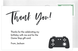 'Gaming Essentials' Kids Birthday Thank You Note