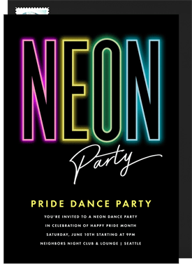 'Neon Party' Pride Invitation