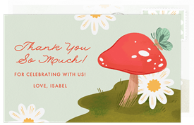 'Happy Toadstools' Kids Birthday Thank You Note