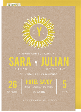 'Sunflower on Kraft Paper' Wedding Invitation