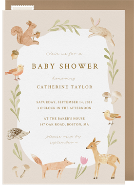'Woodland Animals' Baby Shower Invitation
