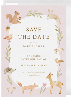 'Woodland Animals' Baby Shower Save the Date