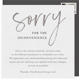 'Simply Sorry' Cancel / Postpone an Event Announcement