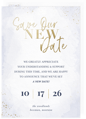 'Our New Date' Wedding Updates Announcement