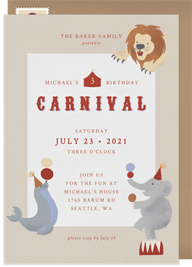 'Classic Carnival' Kids Birthday Invitation