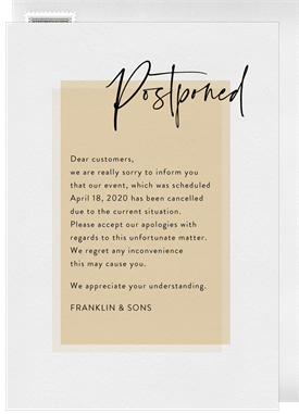 'Postponed' Cancel / Postpone an Event Announcement