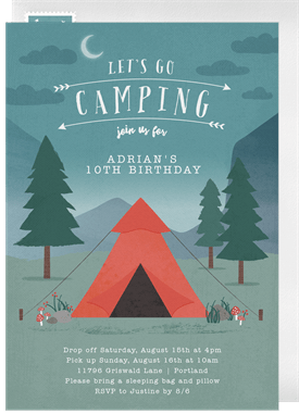 'Northwest Camping' Kids Birthday Invitation