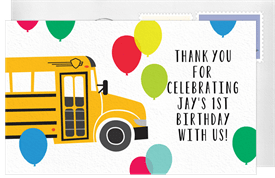 'Big Yellow Bus' Kids Birthday Thank You Note