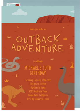 'Outback Adventure' Kids Birthday Invitation