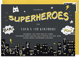'Superheroes' Kids Birthday Invitation