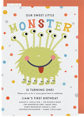 'Our Little Monster' Kids Birthday Invitation