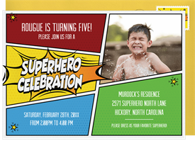 'Superhero Celebration' Kids Birthday Invitation