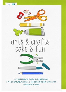 'Arts & Crafts' Kids Birthday Invitation