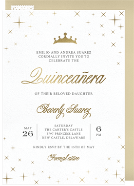 'Her Royal Fiveness' Quinceañera Invitation