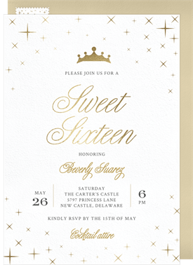 'Her Royal Fiveness' Sweet 16 Invitation