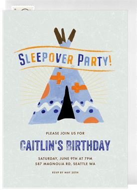 'Sleepover Party' Kids Birthday Invitation