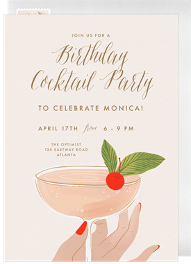 'Fancy Cocktail' Adult Birthday Invitation
